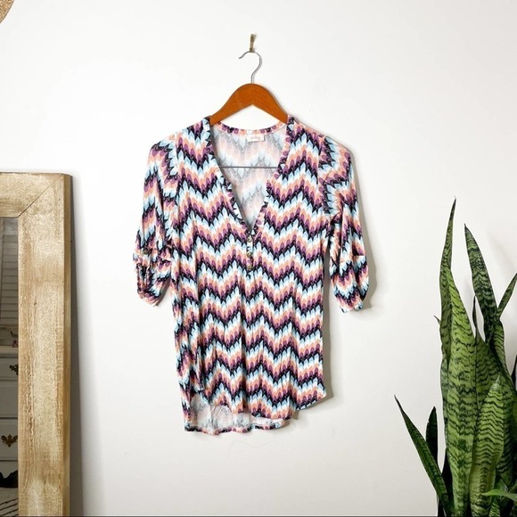 Pixley Multicolor Chevron Asymmetrical Tee Siz S Small - Picture 1 of 7